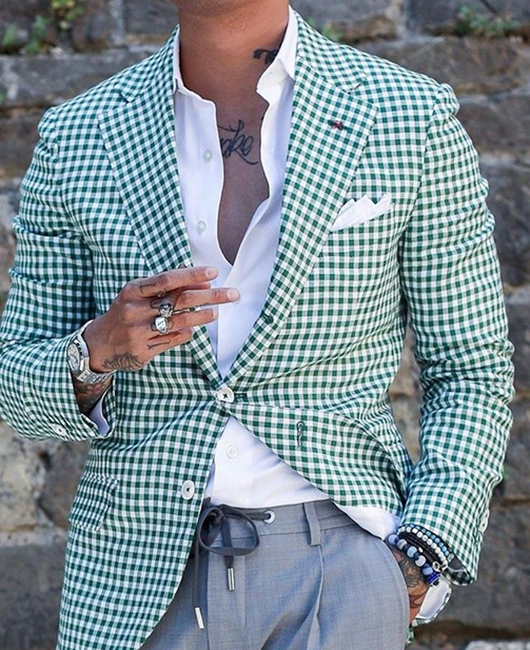 Casual Plaid Notch Lapel Single Breasted Blazer