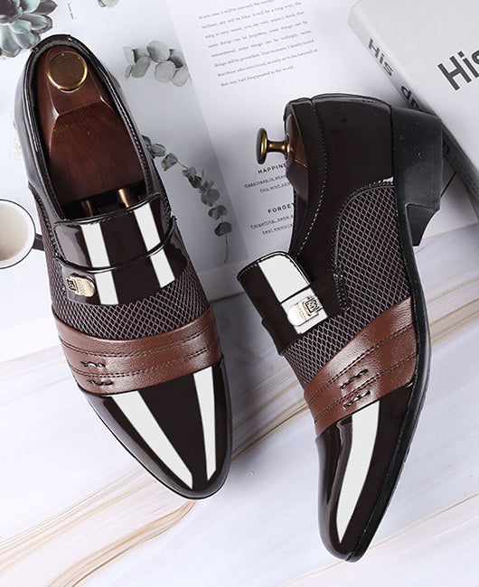 Business Spliced Chunky Heel PU Shoes